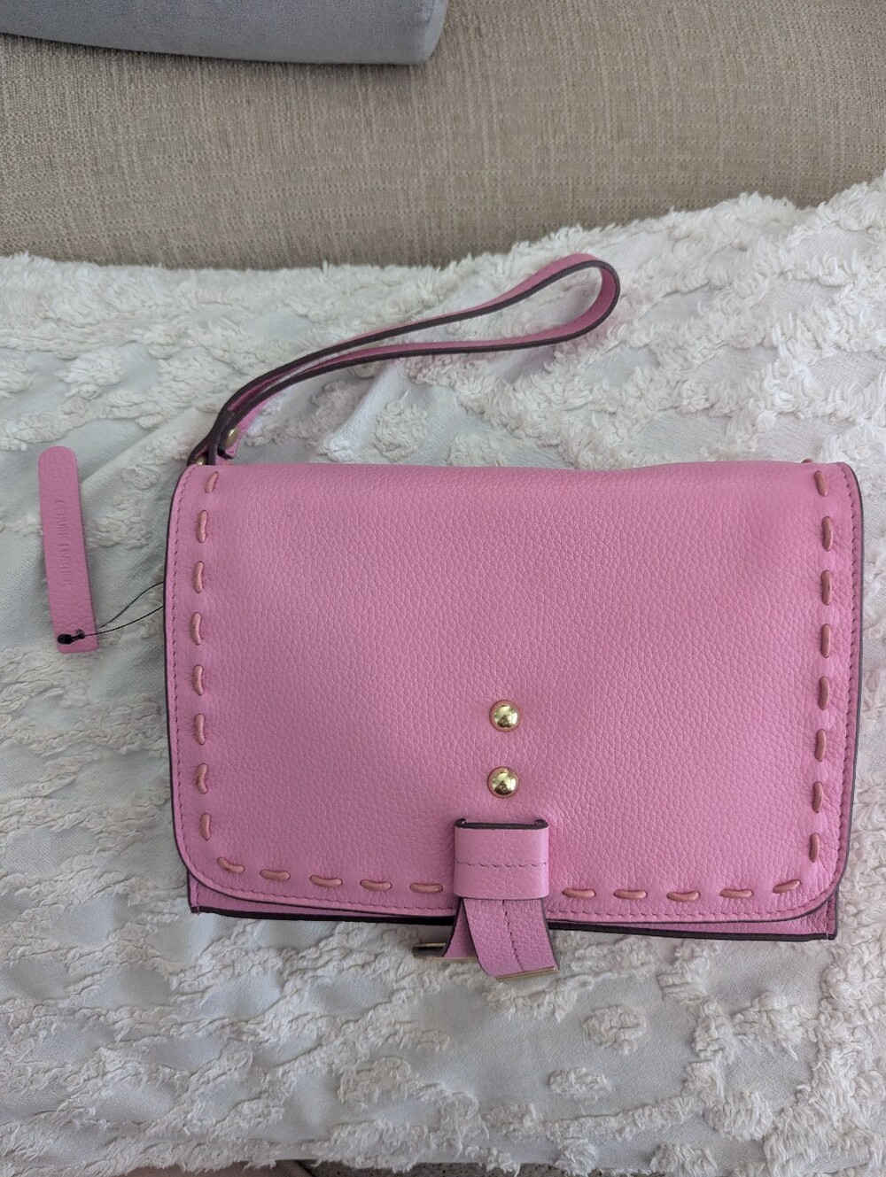 Lodis Pink Women's Leather Wristlet Crossbody Bag